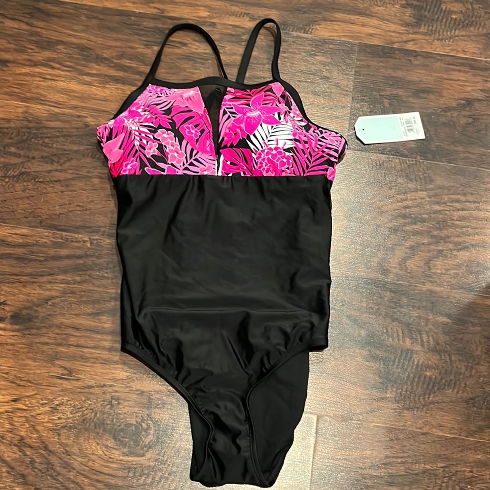 NWT! Black Pink One Piece Swimsuit 14